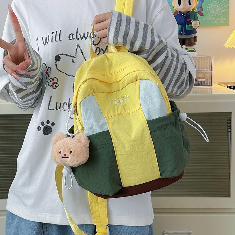 Schoolbag Leisure College Style Student Contrasting Nylon Backpack Women's 1011 New Fashion Large-capacity Mountaineering Bag