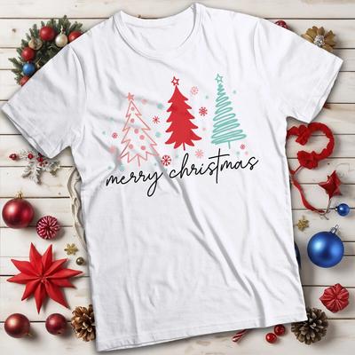 Christmas Trees With Stars and Snowflakes T-Shirt Tee #MC