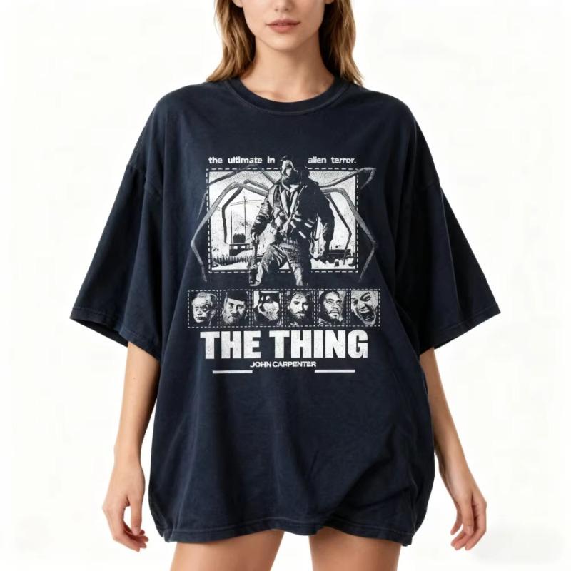 The Thing TShirt Retro Black Retro s SciFi Horror Movie Tee Clothing Graphic Short Sleeve Shirt Unisex Unisex Women AllSeason