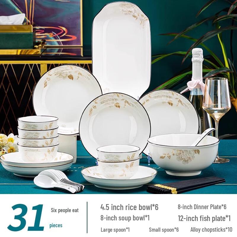 Xihe 31-Piece Round Ceramic Dinnerware Set
