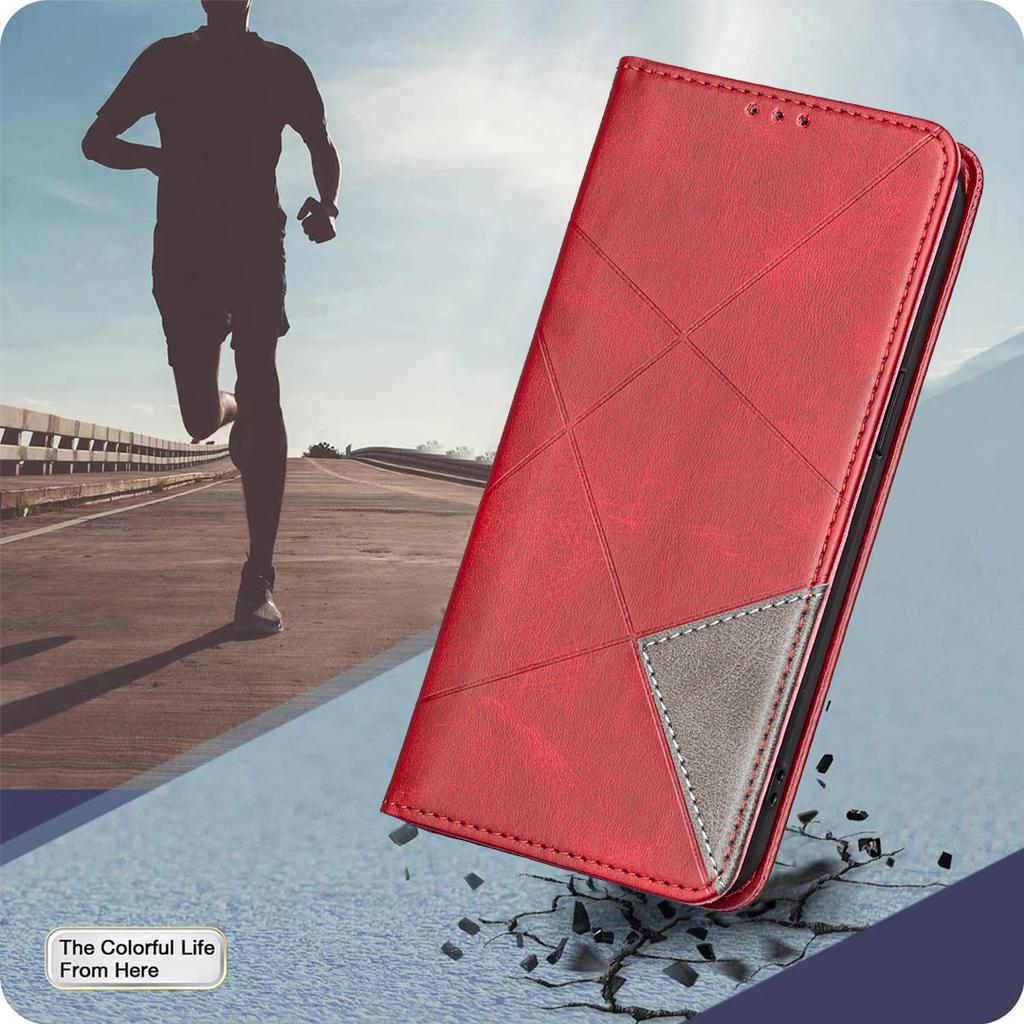 For Xiaomi Redmi 15 5G (Global) (169mm) Case Card Slots Geometry Imprint Leather Phone Cover