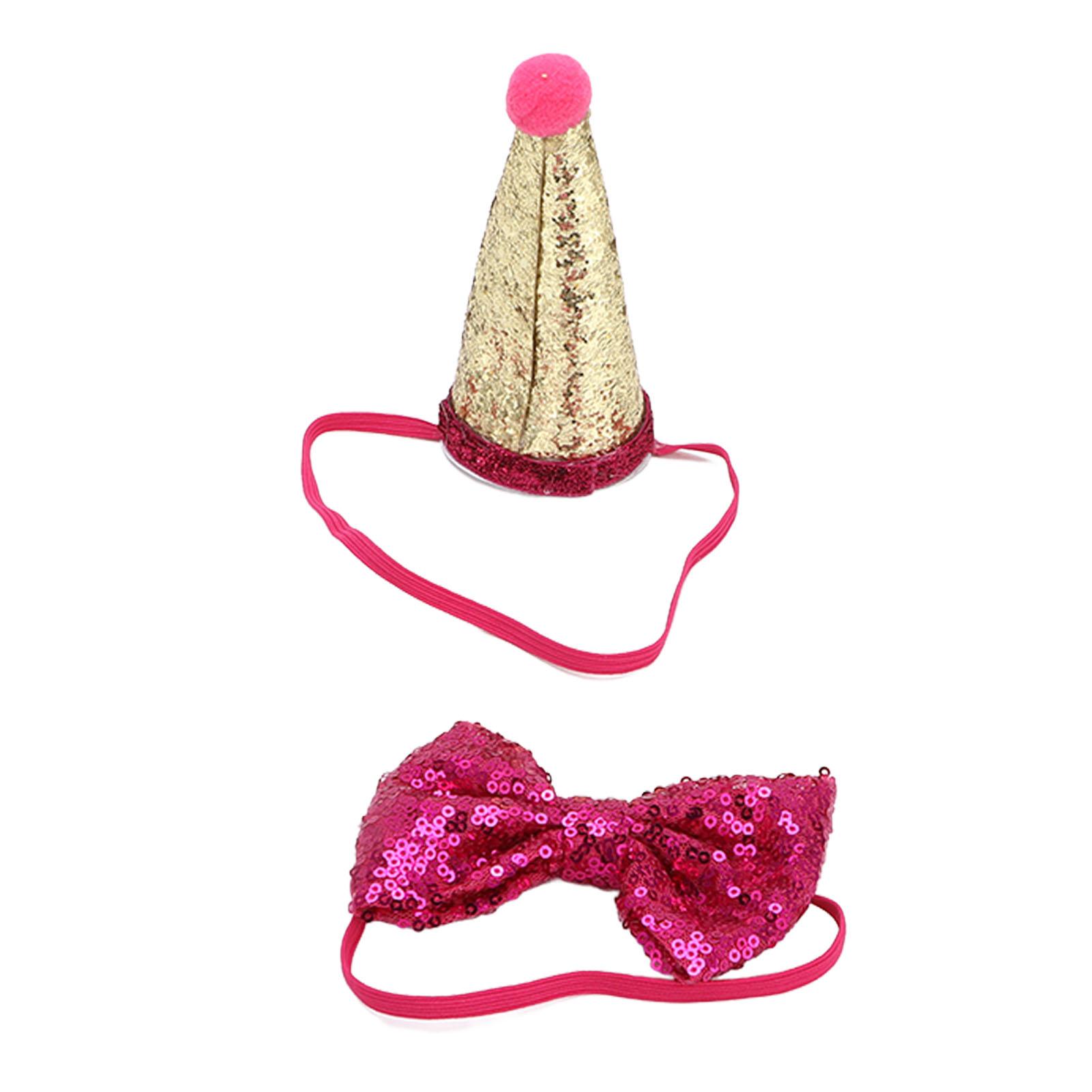 

Кошачьи шляпы на день рождения и бантики Регулируемые и многоразовые товары для вечеринок для питомцев для собак и кошекРозовый розы красного