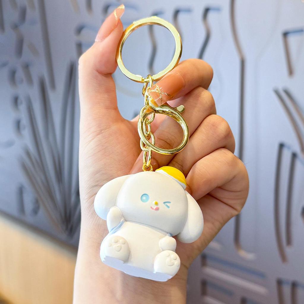 Red Panda Rabbit Resin Keychain - Cute Charm for Women's Bags