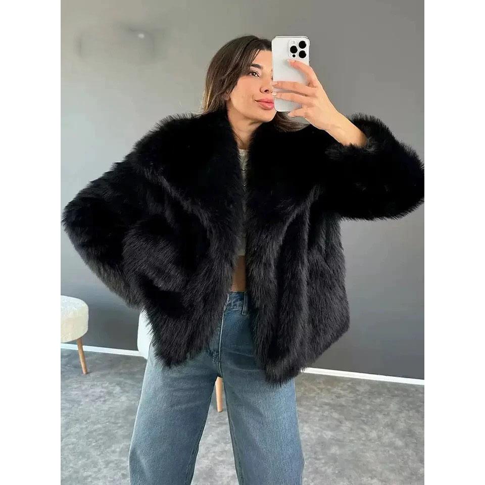 Winter Coats for Women Big Collar Fluffy Faux Fur Coat Women Plush Jacket Vintage Loose Short Female Outerwears