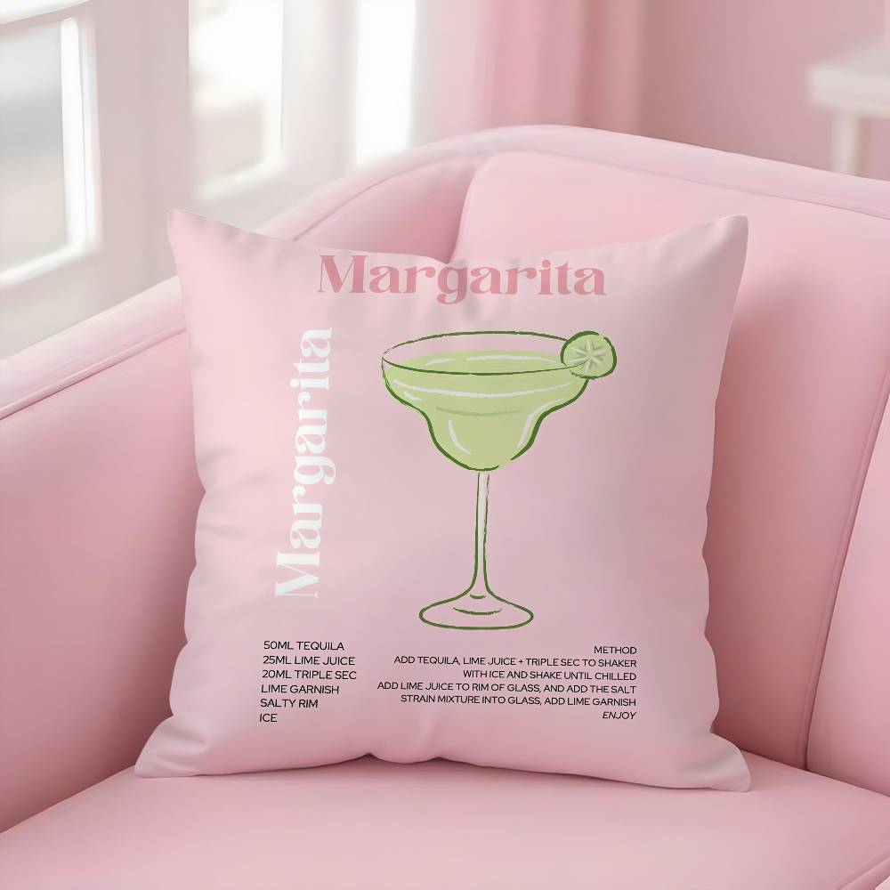 Margarita Cocktail Kunst Kissenbezug Weicher Plüschstoff Beidseitiger Druck Dekorative Wohnzimmer Heimdekoration Geschenk Kissenhülle