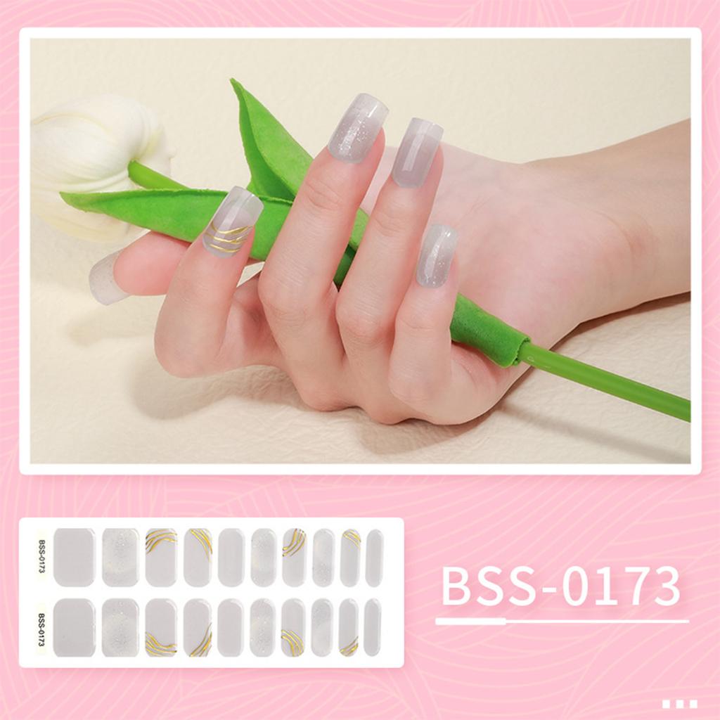 20 Tips Semi-Cured Gel Nail Patch Adhesive Sliders Long Lasting Full Cover Nail Stcikers Gel LED UV Lamp Neede