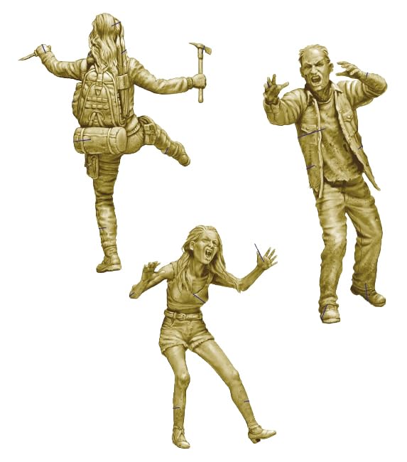 Master Box 1/35 Zombieland Series Zombie Hunter: 1 Female Figure + 2 Attacking Male and Female Zombies (Plastic Model Kit) MB35244 (Figure)