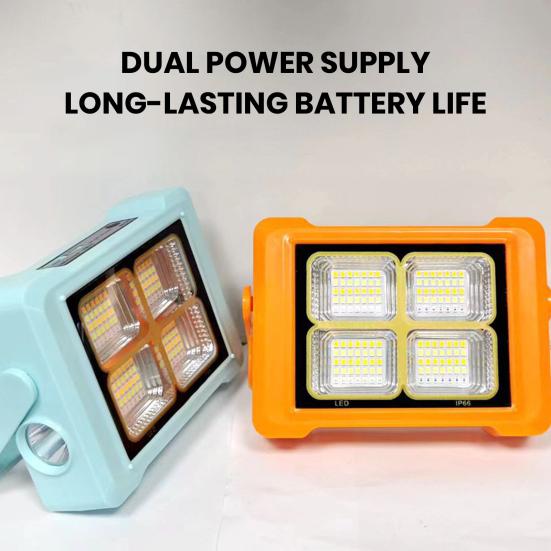 Portable Camping Flashlight USB/Solar Rechargeable LED Emergency Lamp with 6 Levels Adjustable Multifunctional Device Outdoor Tent Lamp Camping