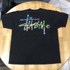 VINTAGE STUSSY SPELLOUT ABSTRACT BLACK MULTICOLOR 90’s T SHIRT XL RARE Unisex T-Shirt