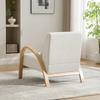 Scandinavian Fabric Lounge Chair – Soft Chenille Fabric and Sturdy Wood Frame, Ideal for Living Room & Bedroom-IVORY