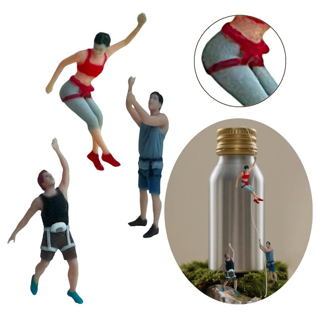 1/64 Scale Miniature Figure Model Rock Climbing Decoration Painted Tiny