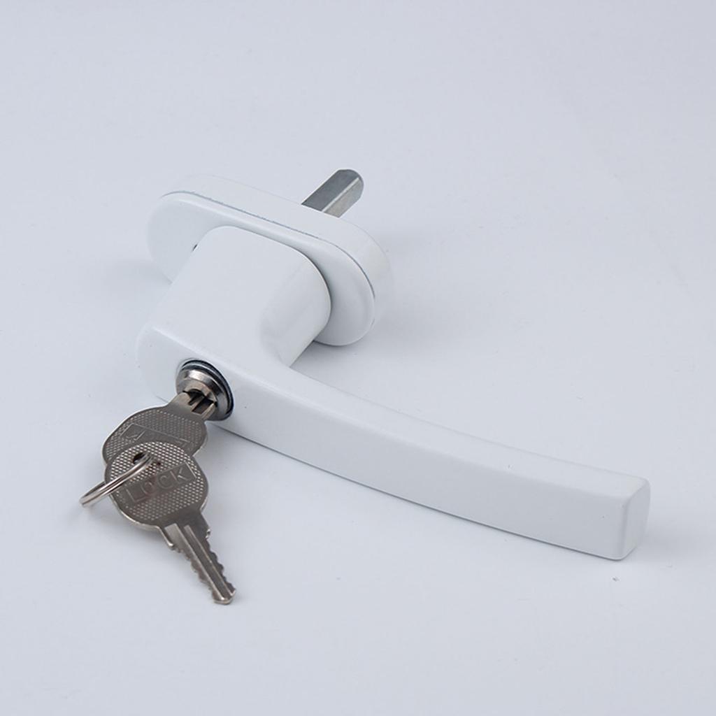 2Pcs Aluminum Alloy Window Handles Lock With Key & Screws Balcony Door Handle Lockable Double Glazing Window Handle