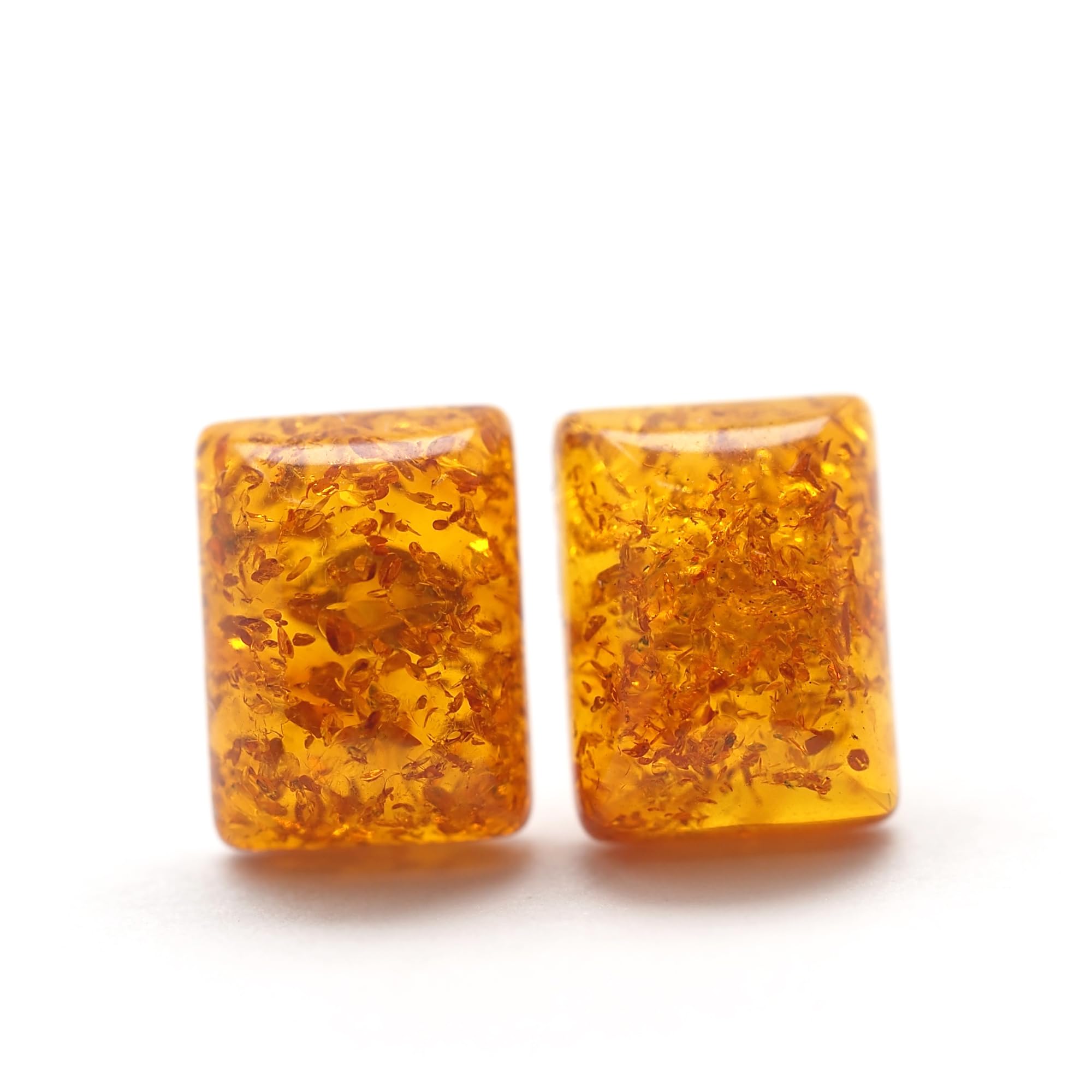 

K18 Baltic Sea Amber Rectangle Earrings Cognac Color 18K Gold Post Natural Stone Brown Simple Small Gift Everyday Use Casual Unisex Made in Japan коричневий