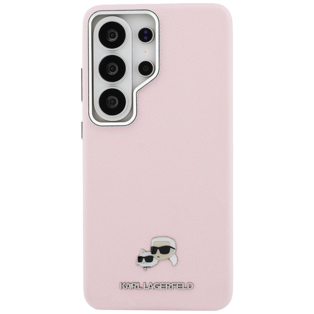 Karl Lagerfeld Saffiano KC Metal Logo MagSafe Case for Samsung Galaxy S26 Ultra Pink