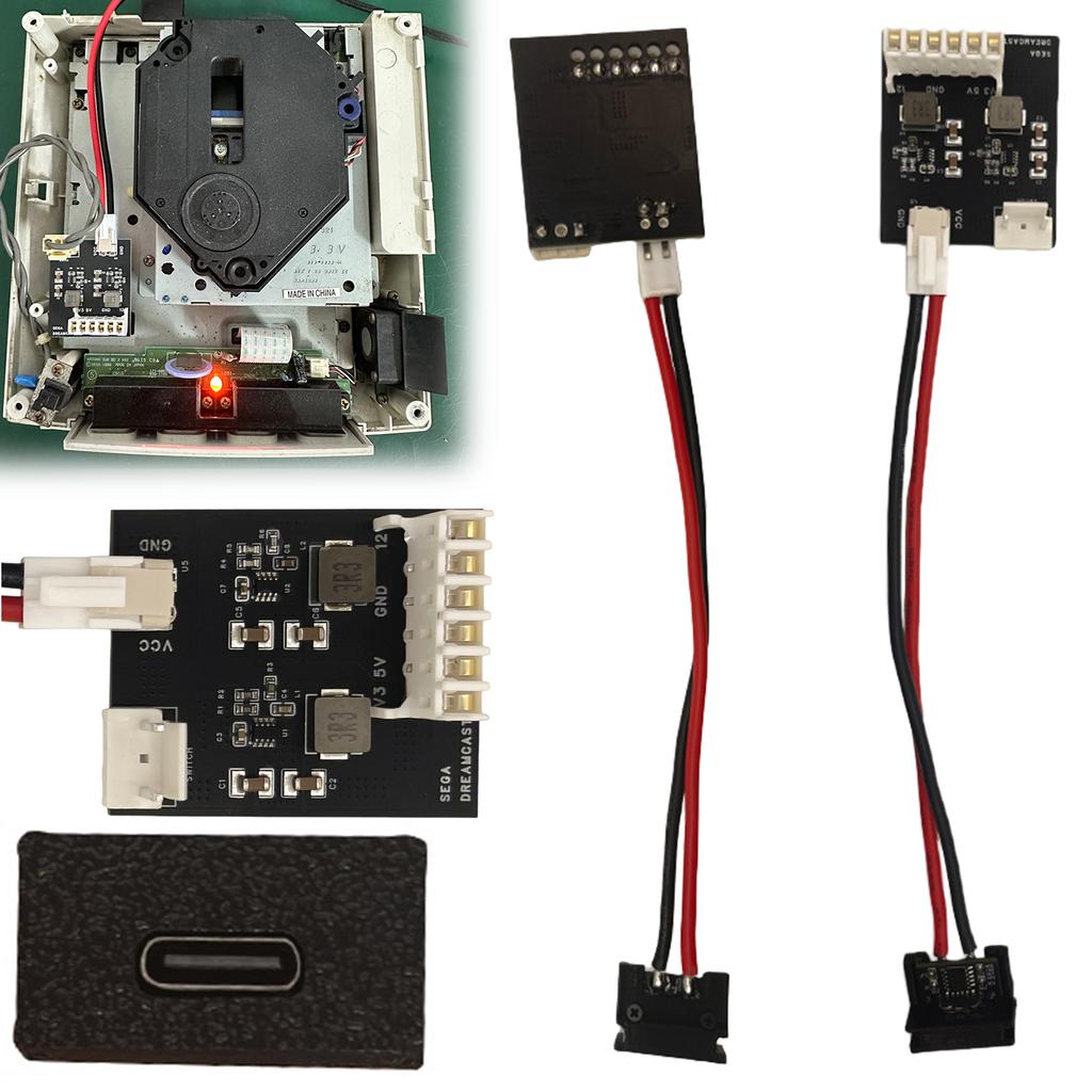 Replacement Power Supply Board ForSEGA Dreamcast PSU Fat Game Console Power Supply Replacement Type C Port 12V/3A Plug-and-Play