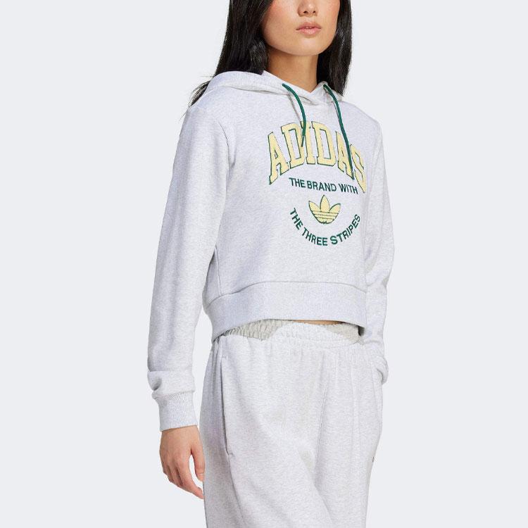 Adidas Originals Vrct Embroidered Logo Loose Long Sleeve Hoodie Women Hoodie Grey IT9846