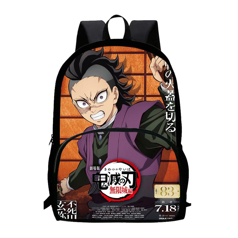Japonské kreslené komiksy Demon Slayer: Kimetsu no Yaiba - Oblouk Nekonečného hradu Dětský batoh Velkokapacitní batoh s kapsou na zip 0015