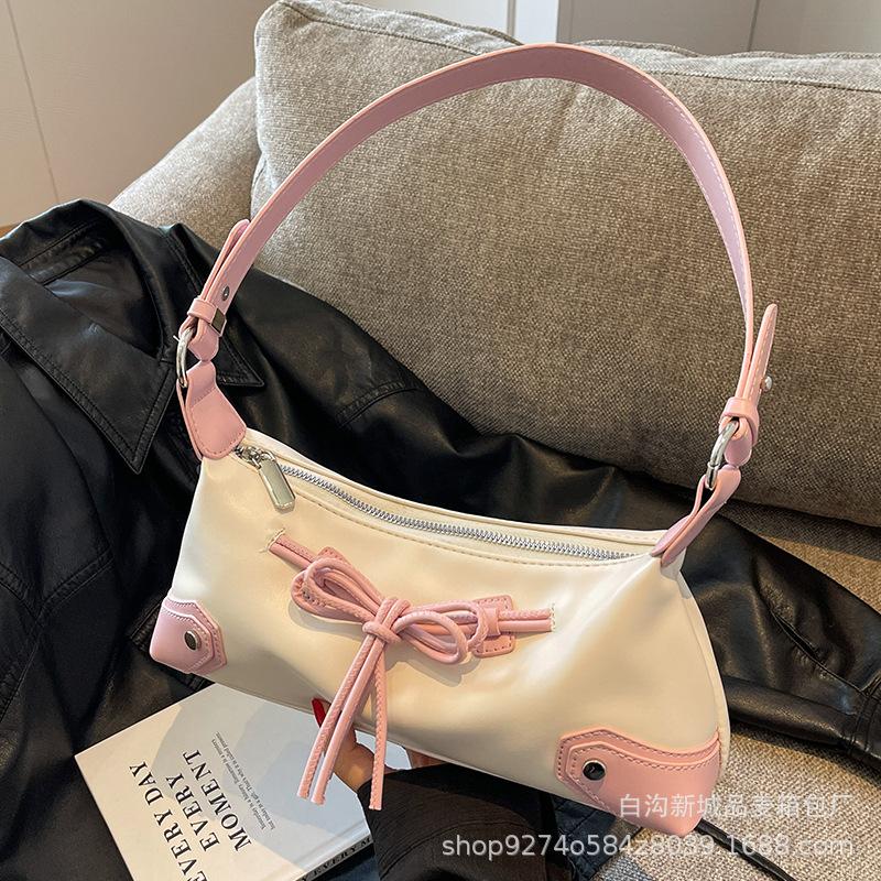 French Fashion Underarm Bag Summer Popular Small Bag Women's 2025 New Bow Crossbody Bag Shoulder Bag