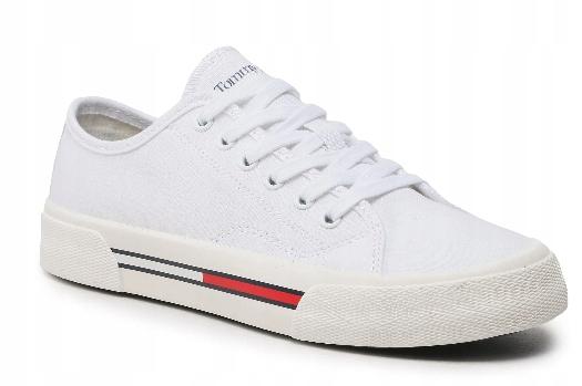 Tommy Jeans Damen-Sneaker Weiß Schnürung Mit Logo 36 3G9G1* Tna white
