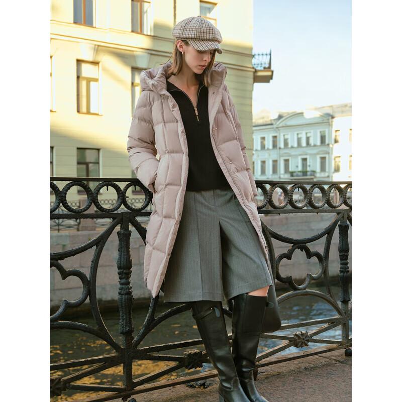 Bingjie Women's Long Hooded 95% Duck Down Puffer Jacket