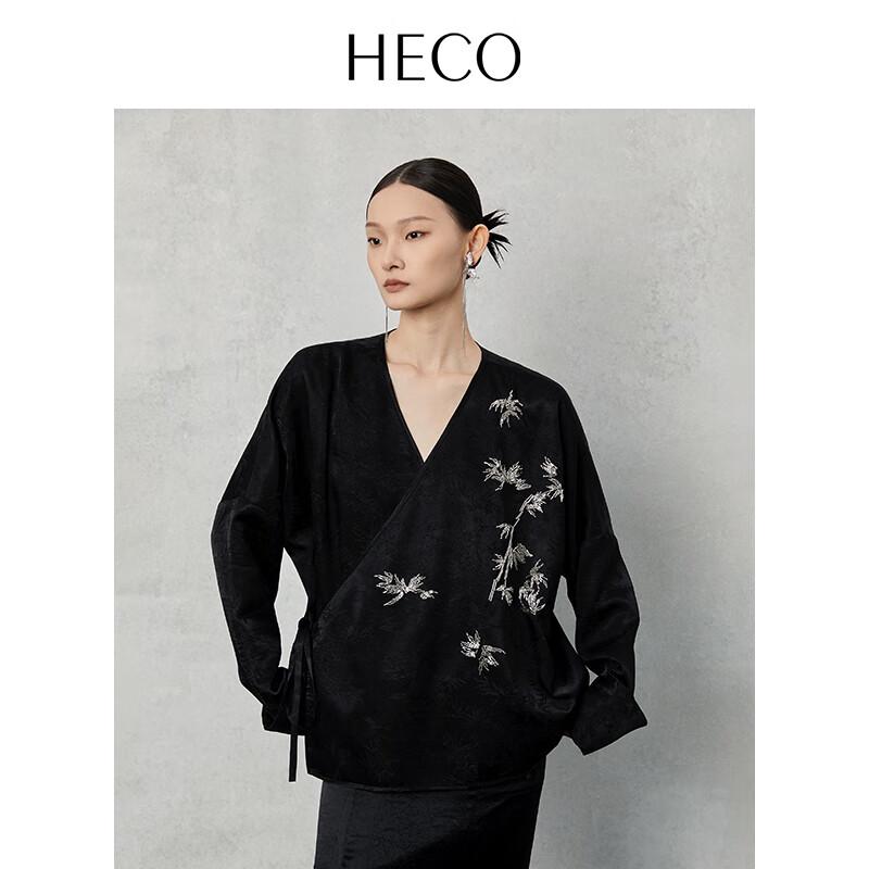 

HECO New Chinese Style Embroidered V-Neck Shirt M