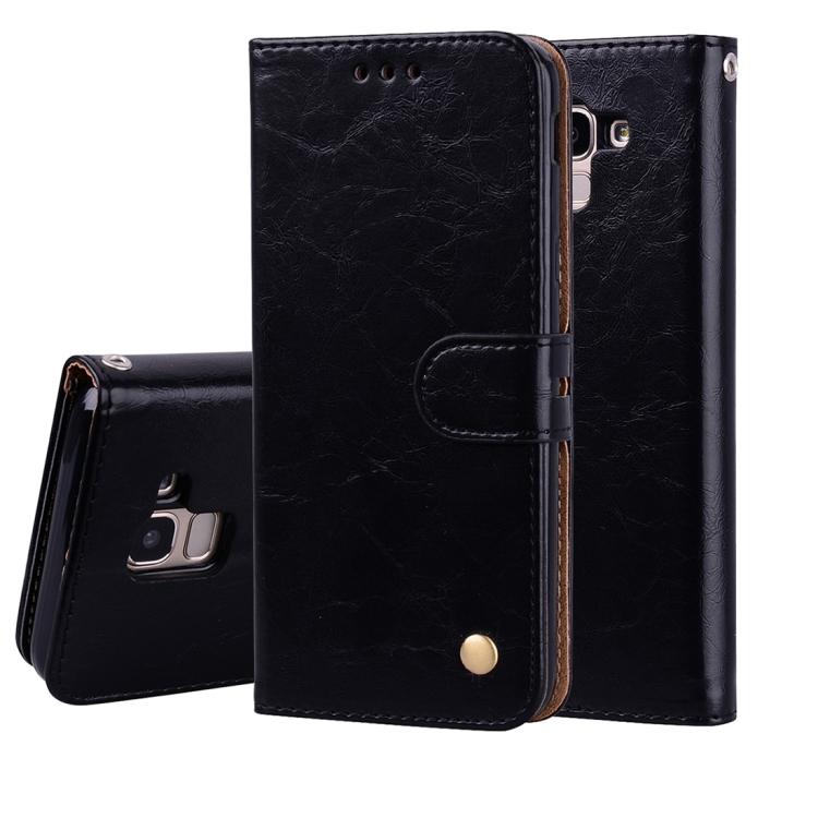 

Business Style Oil Wax Texture Horizontal Flip Leather Case for Galaxy J6 , with Holder & Card Slots & Wallet чёрный