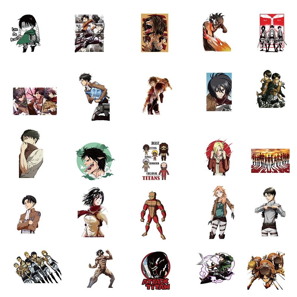 General Store 100-teiliges Attack on Titan-Aufkleber-Set, wasserfest, Kofferaufkleber, wasserdichte Dichtungen, Motorradaufkleber für Sticker Collection Maniacs