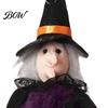Creepy Witch Doll Ornament Halloween Plush Pom Hanging Decoration, Pumpkin/Ghost/Black Cat/Witch Home Decor Accessory for Tree, Porch, Window