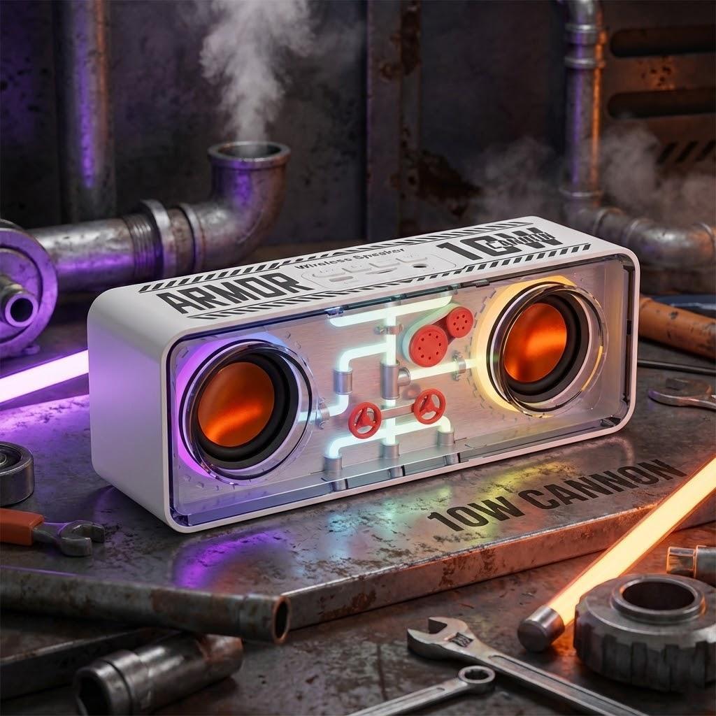 

Portable Wireless Bluetooth Speaker Stonego Home Computer Gaming Bass Steel Diaphragm Speaker RGB Lights