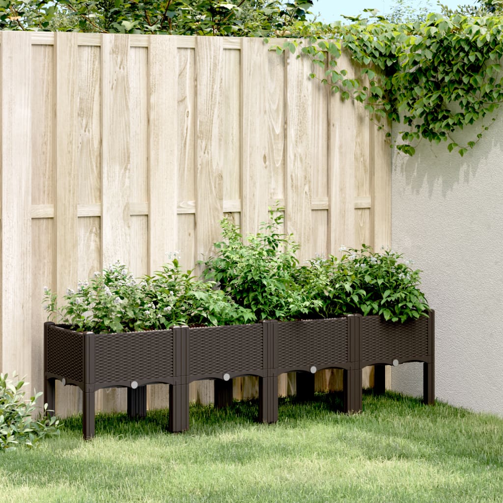 Planter with Legs Brown 160 x 40 x 42 cm PP