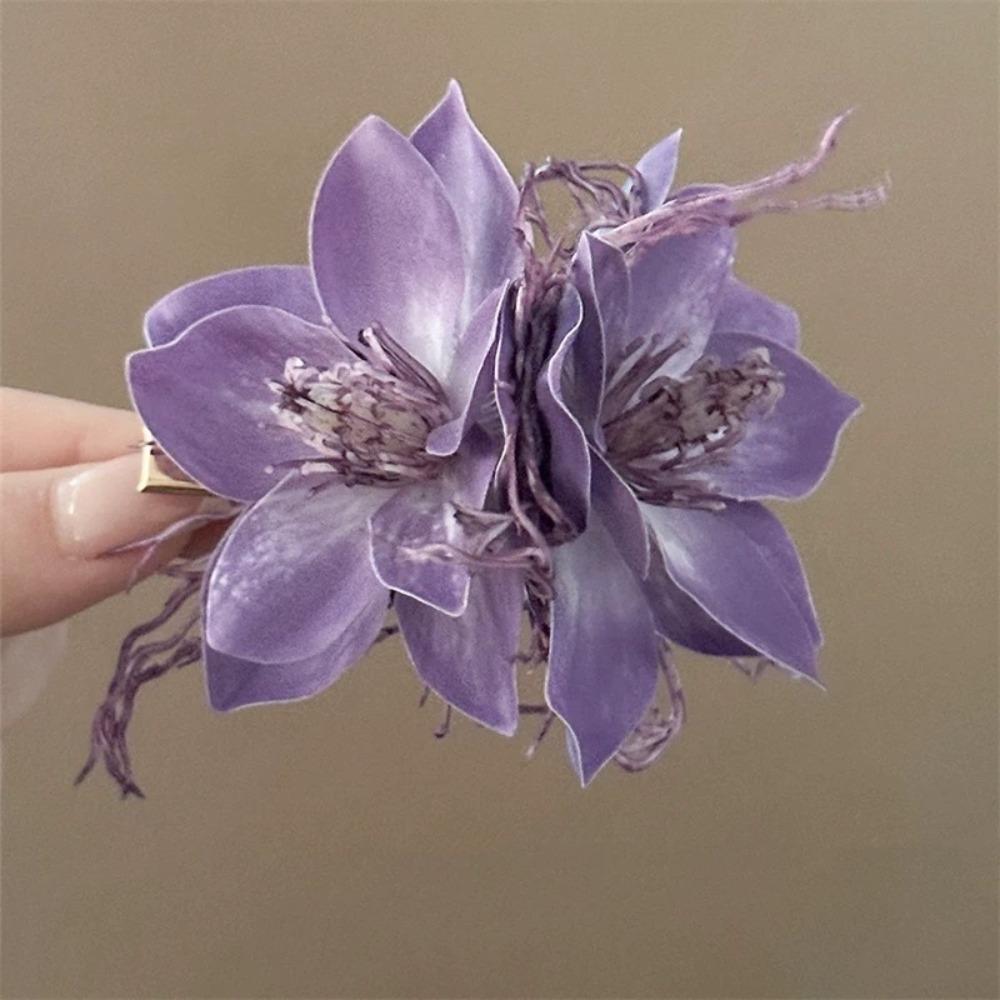 Super Fairy Orchid Hair Clip Purple Lily Flower Headwear New Hair Accessories  Woman