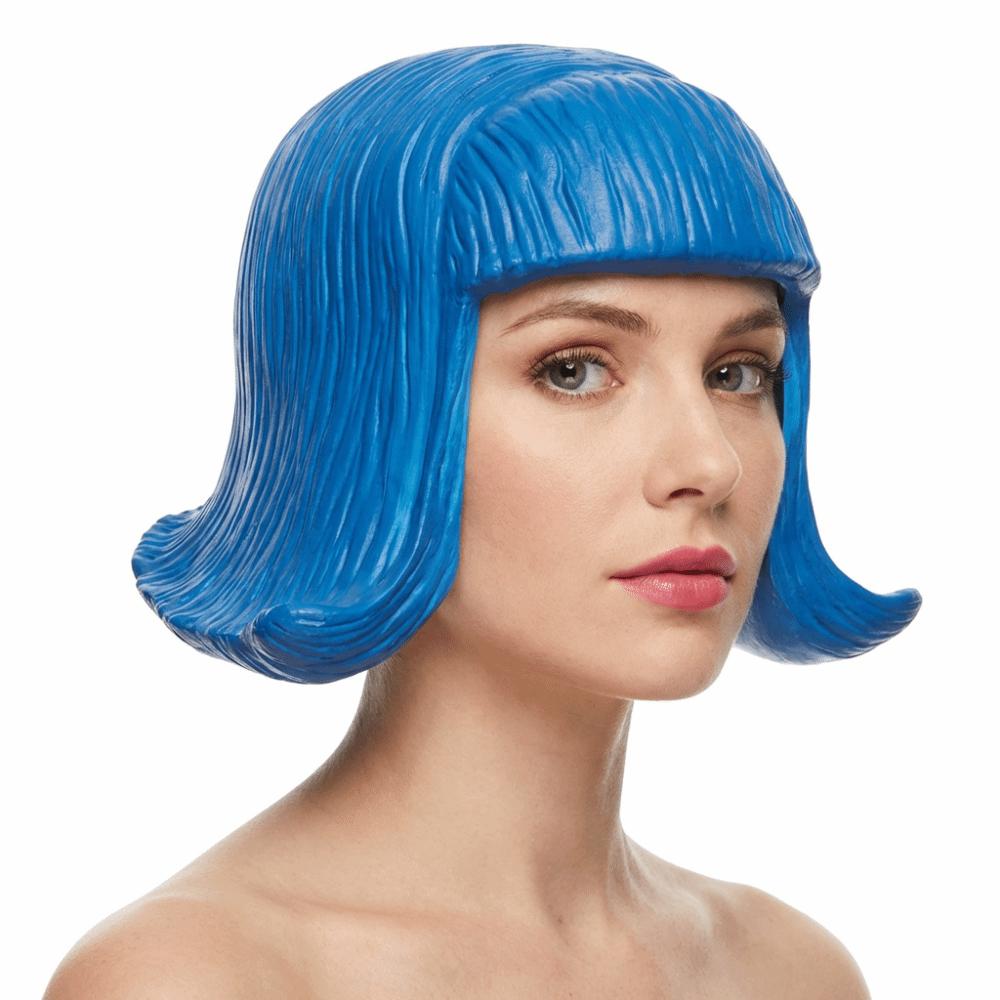 Comfortable To Wear Latex Mask Short Bob Rubber Colorful Hair Hats Novelty Overhead Masks  Festival