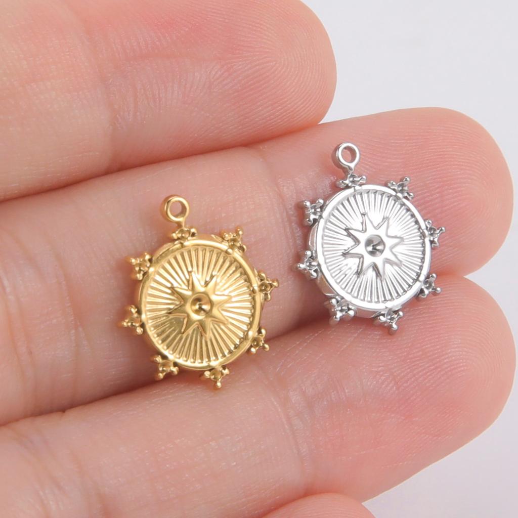 Teamer 5pcs North Star Sun Stainless Steel Charms for Jewelry Fashion Mini Pendant Charm DIY Jewelry Making Supplies wholesale