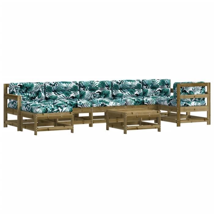 VidaXL Salon de jardin 8 pcs avec coussins bois de pin imprégné 3185891