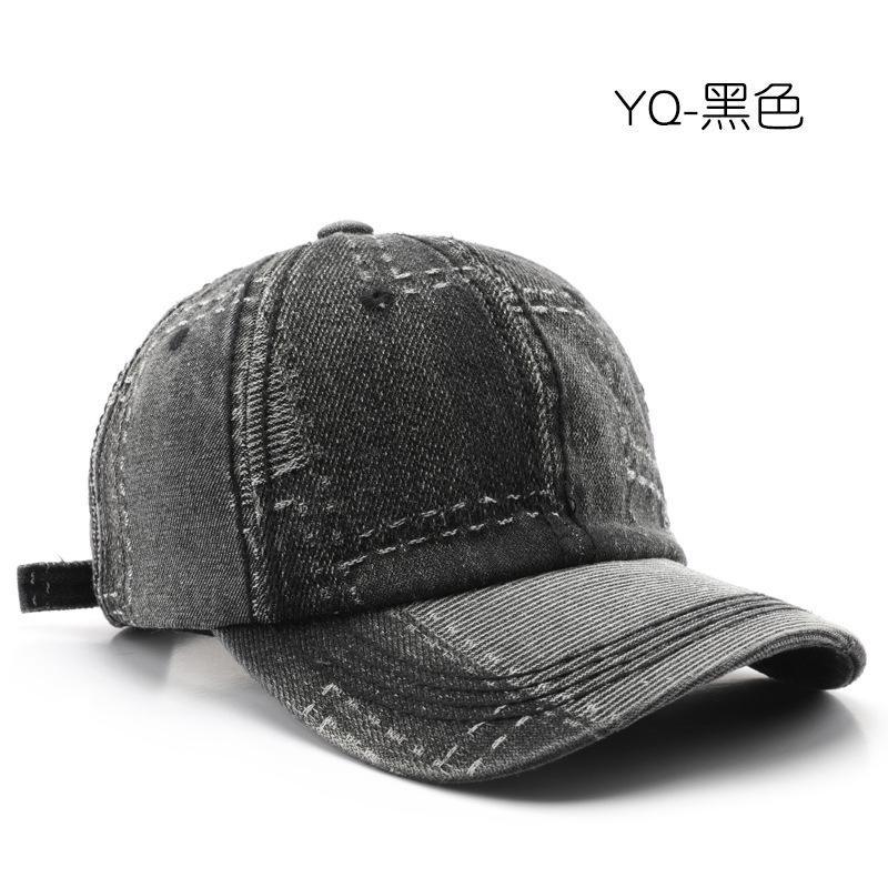 

Hat Solid color splicing denim baseball cap Outdoor street personality travel Sunscreen sunshade cap чёрный