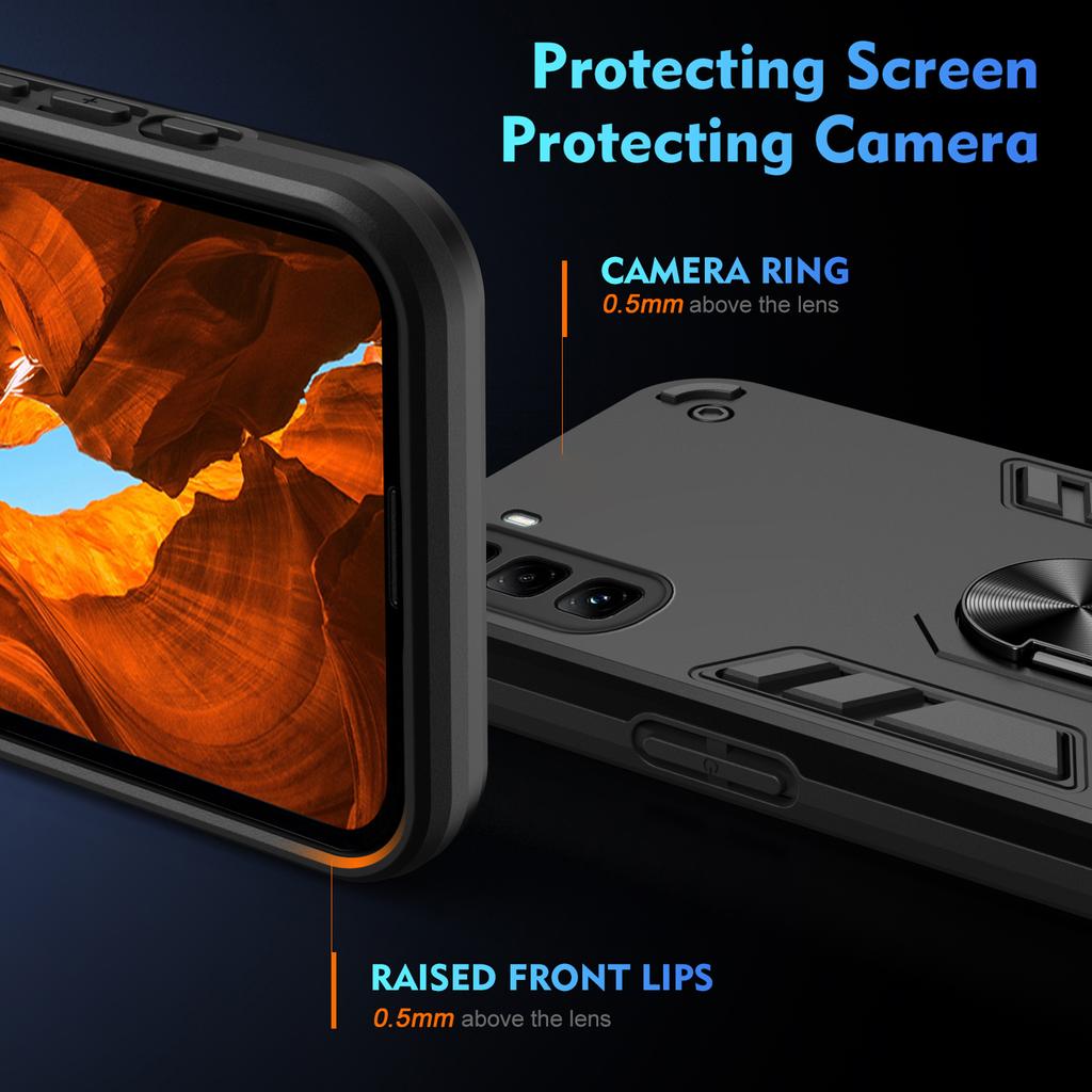 Für Infinix Hot 50 Pro 4G Hülle PC+TPU Sturzsicherer Handyhülle mit Ring-Ständer