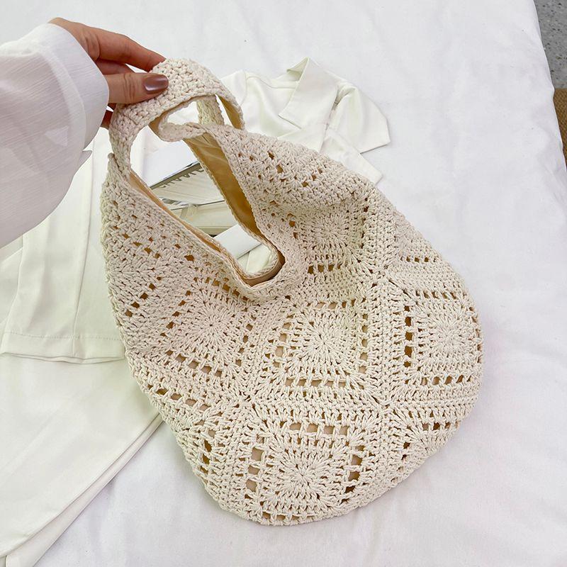 

Hand-Woven Women s Summer Popular Commuter Shoulder Bag Beige White