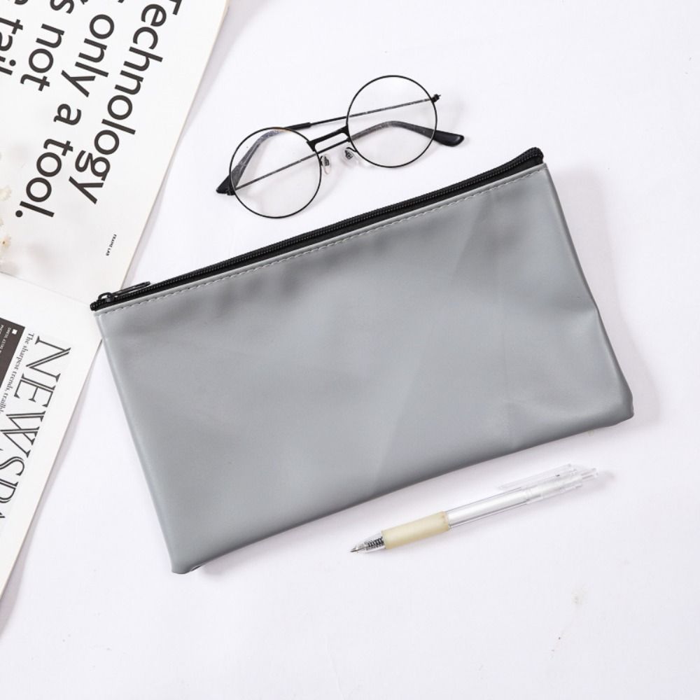 Waterproof Pencil Pouch Zippered Closure File Bag Business Money Cash Case  For Coins Bills Checks