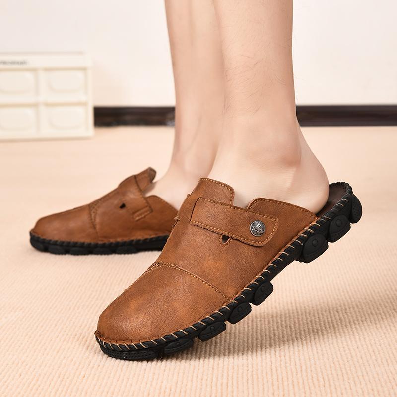 Summer Men's Leather Sandals Slippers Beach Sandals Outdoor Rubber Flip Flops Men Water Trekking Sandals