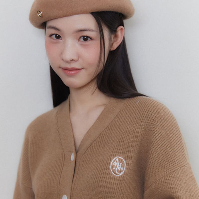 ANOETIC ANC LOGO POINT WOOL BERET_BEIGE