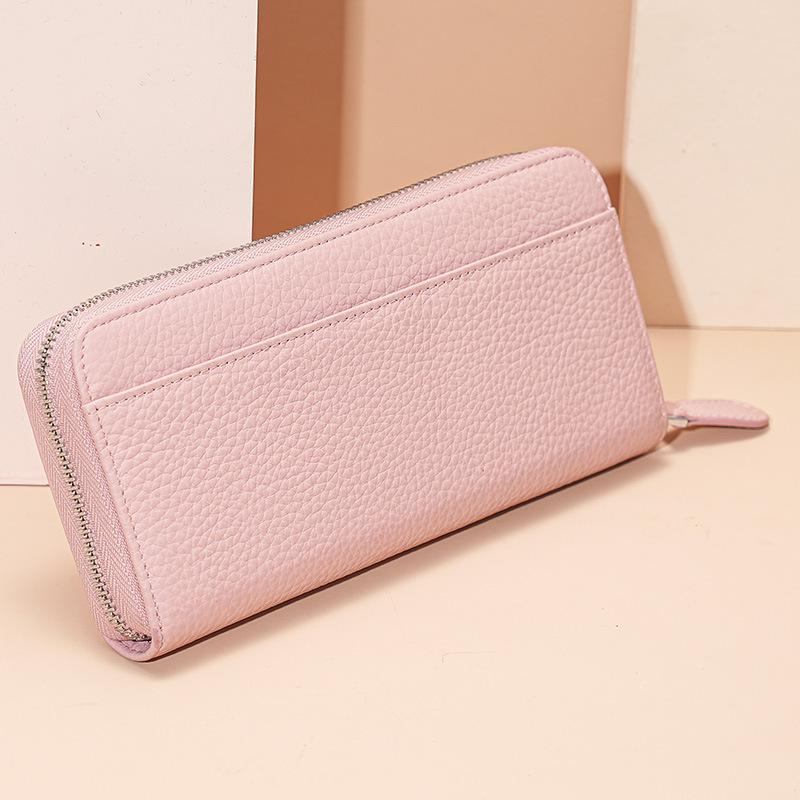 Customized leather long wallet women's high-end zipper women's clutch bag long large-capacity coin bag women