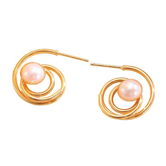 1 Pair Women Earrings Hollow Spiral Design Multi-Color Faux Gemstones Inlaid Electroplated Earrings Jewelry Accessories