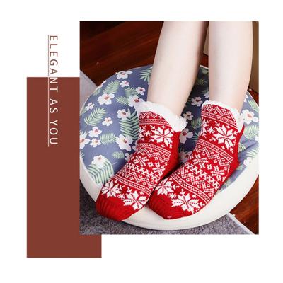 1 Paar Damen Winter Korallen Samt Schnee Socken Wadenhoch Warm Plüschgefüttert Warm Mittellang Socke