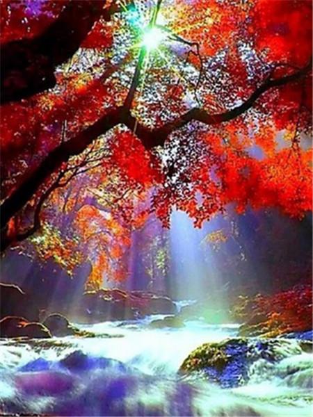 Full Drill 5D Diamond Painting Landscape Embroidery Mosaic Waterfall Rhinestones Picture Home Decoration