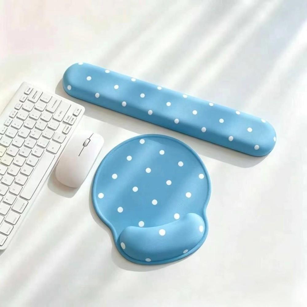 Memory Foam Polka Dot Mouse Pad Set Silicone Mouse Pad with Wrist Rest for Laptop Table синий