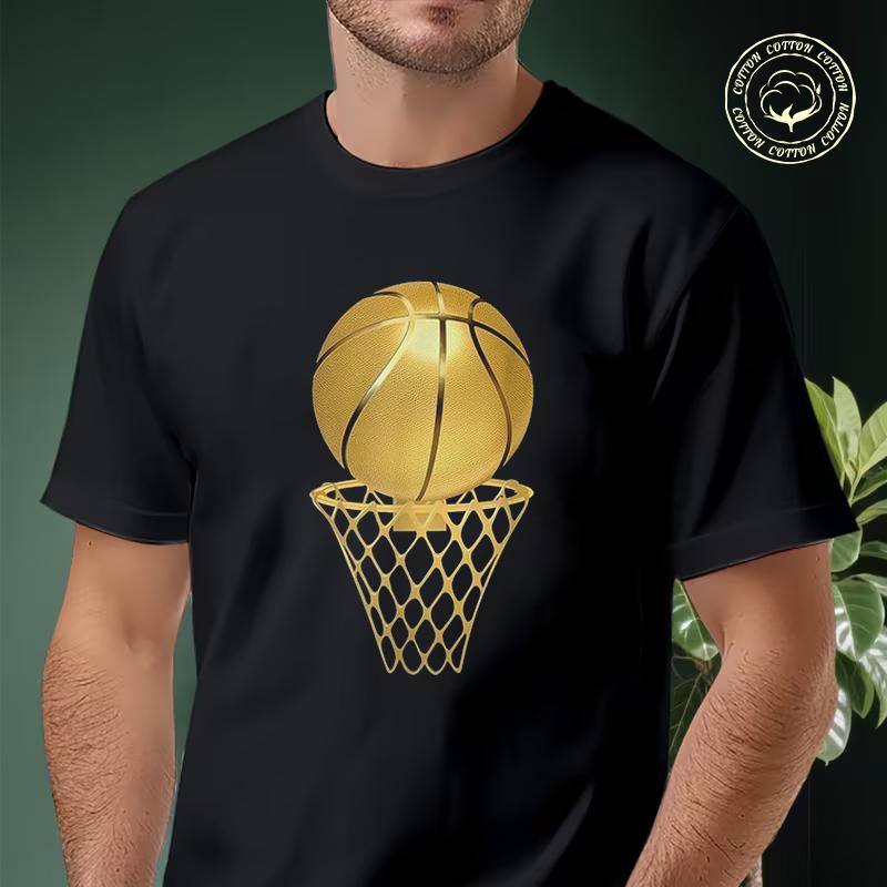 Basketball Graphic Print Motorcycle T-Shirt Men Hip Hop Streetwear Unisex Casual Fashionable Sh
