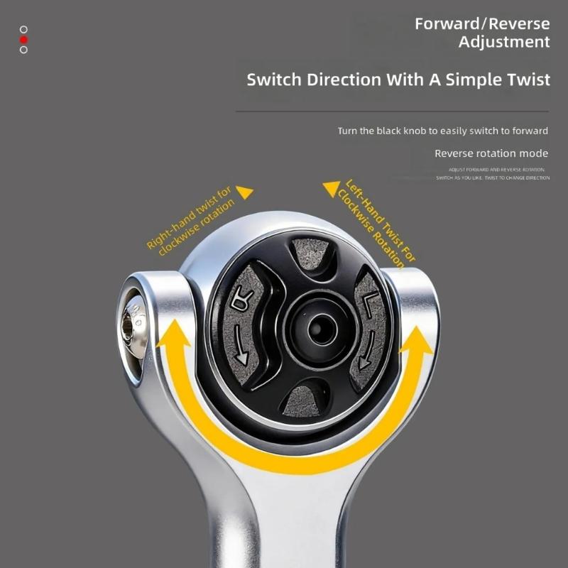 Ratcheting Mechanism Screwdriver 2 Side Head 1/4 Drive Ratchet Handle Strong Magnetic For DIY Projects