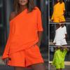2 unids/set de chándal de mujer de Color sólido con un hombro pantalones cortos conjunto de Top de verano de ocio para uso diario