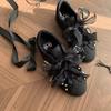 New Fairy Style Women's Square Toe Casual Shoes Beach Temperament Indoor Outdoor Bow Retro Convenient One Step Shoes
