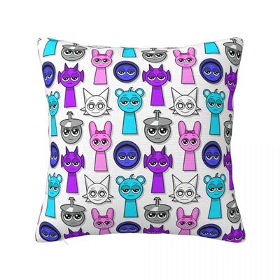 Cartoon Sprunki Spel Kussensloop Zacht Polyester Kussenhoes Decoraties Kussensloop Hoes Huis Rits 18''